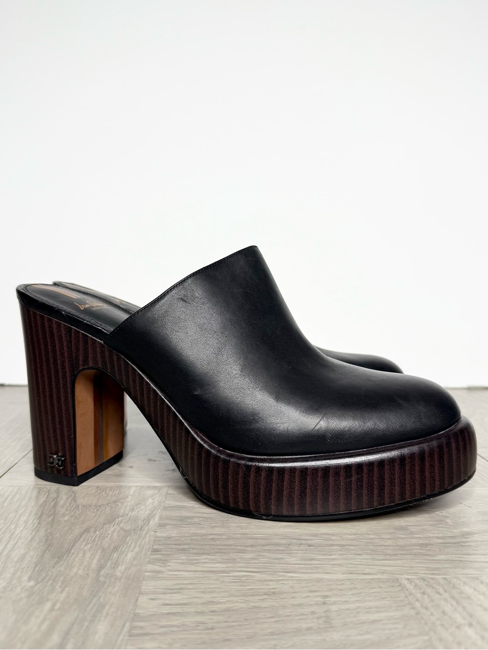 Sam Edelman Shiloh Black Leather Heeled Mule 9 1/2 M